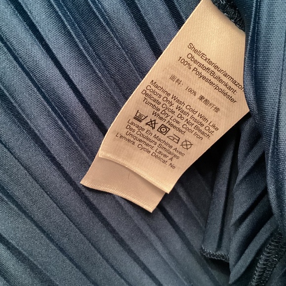 DKNY Blue Pleated Smocked-Waist Midi Dress - Picture 16 of 16